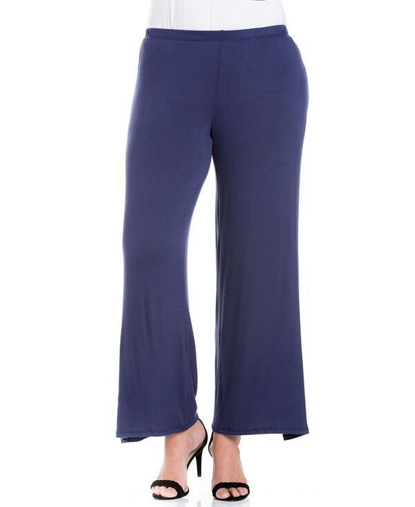 24 セブンコンフォート レディース ボトムス カジュアルパンツ フレア プラスサイズ パンツ 24seven Comfort Apparel Plus Size Elastic Waist Flared Leg Palazzo Pants Navy ネイビー