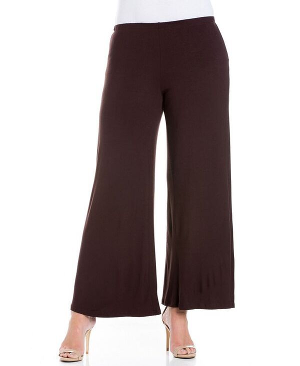 24 セブンコンフォート レディース ボトムス カジュアルパンツ フレア プラスサイズ パンツ 24seven Comfort Apparel Plus Size Elastic Waist Flared Leg Palazzo Pants Brown ブラウ