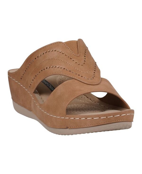 ジーシーシューズ レディース シューズ サンダル GC Shoes Womens Johanna Embellished Wedge Sandals Cognac