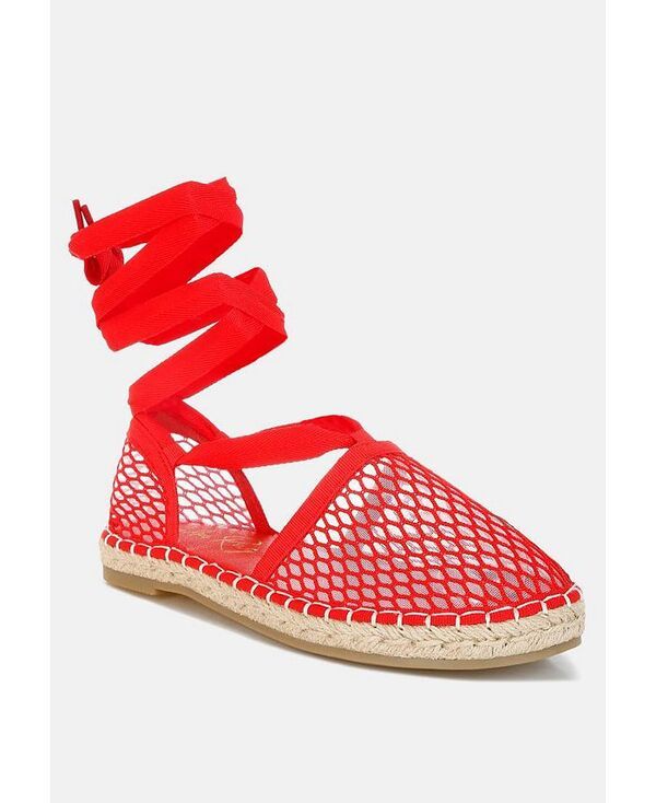 ロンドンラグ レディース シューズ パンプス サンダル メッシュ London Rag Sonara Mesh Flat Espadrille Sandals Red レッド