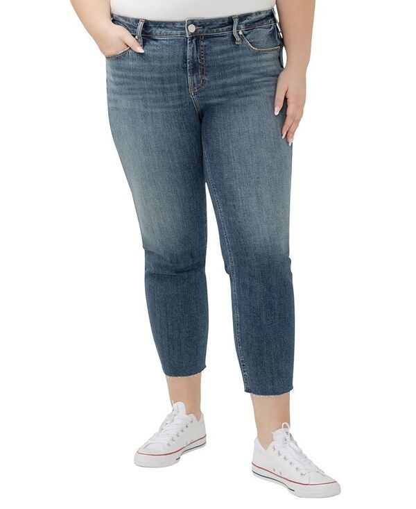 シルバー ジーンズ レディース ボトムス デニムパンツ プラスサイズ アンクル Silver Jeans Co Plus Size Elyse Mid Rise Comfort Fit Ankle Straight Jeans Serenade