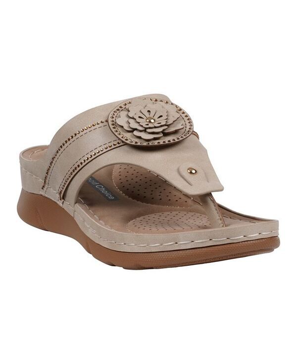ジーシーシューズ レディース シューズ サンダル GC Shoes Womens Vickie Flower Thong Flat Sandals Gold ゴールド