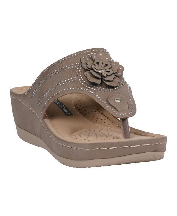 ジーシーシューズ レディース シューズ サンダル フラワー柄 フラワー GC Shoes Womens Cora Embellished Floral Wedge Sandals Bronze