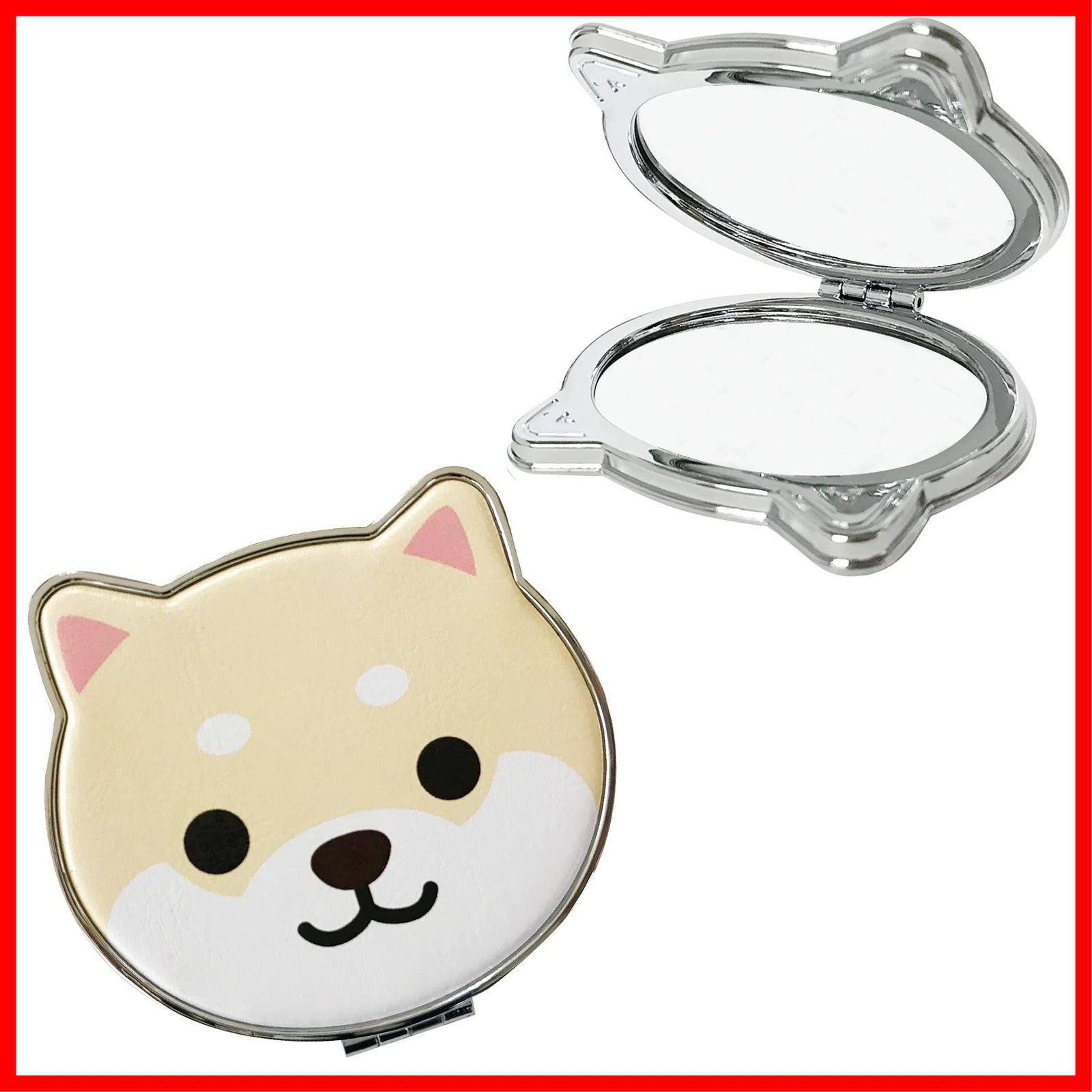 【新着商品】折りたたみミラー ハンドミラー かわいい 携帯 キャラクター 手鏡 柴犬 豆柴 コンパクトミラー (白 旅するマメしば まめこ) 18,641円