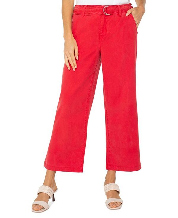 リヴァプール ロサンゼルス レディース ボトムス カジュアルパンツ プチ パンツ クロップド Liverpool Los Angeles Petite Cropped Belted WideLeg Pants Geranium