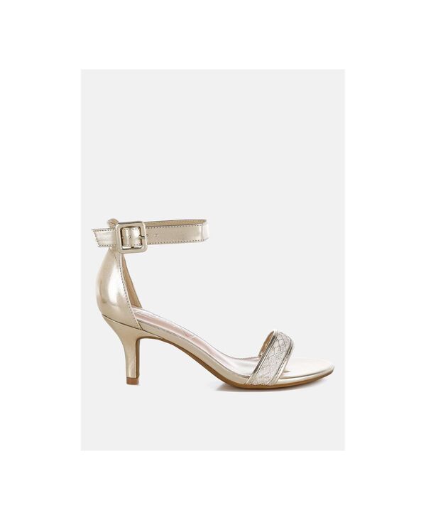ロンドンラグ レディース シューズ サンダル トール レザー フェイクレザー ヒール London Rag Womens Ninto Metallic Faux Leather Kitten Heels Gold ゴールド
