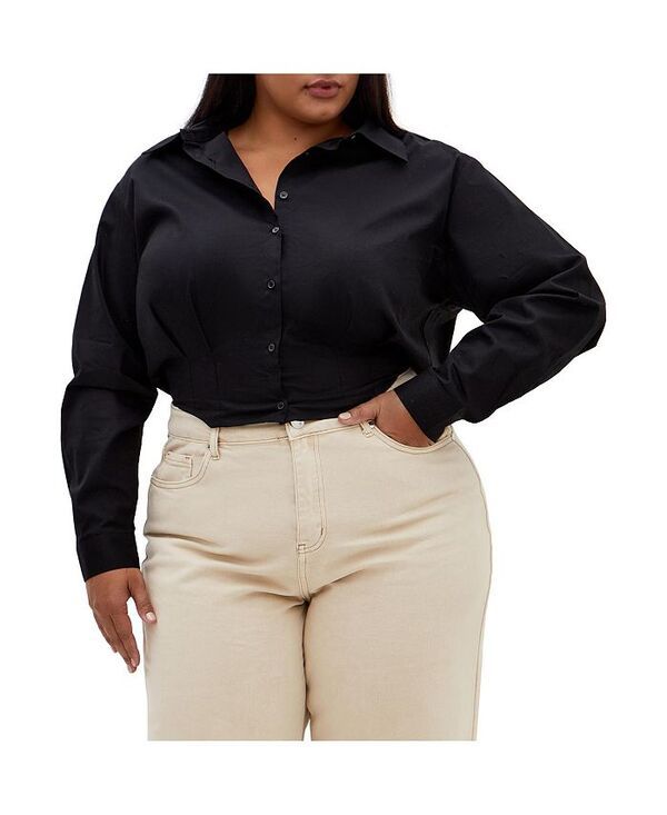 シティーシック レディース トップス シャツ プラスサイズ CITY CHIC Plus Size Classic Crop Shirt Black ブラック