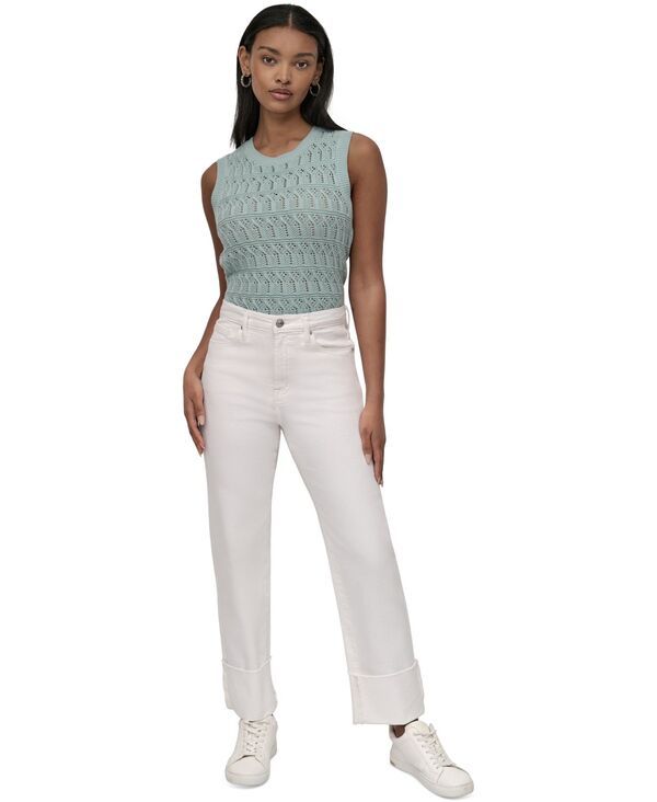 ダナキャランニューヨーク レディース ボトムス デニムパンツ DKNY Jeans Womens HighRise Classicuffed StraightLeg Jeans White ホワイト