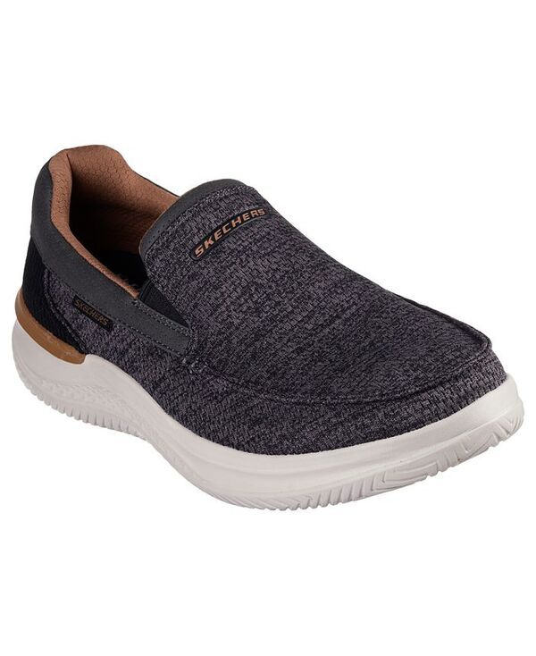 スケッチャーズ メンズ シューズ スニーカー リラックスフィット Skechers Mens Relaxed Fit Hasting Marco SlipOn Moc Casual Sneakers from Finish Line Gray Black ブラ