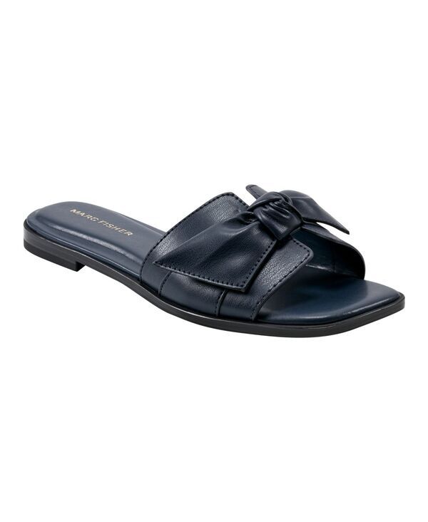 マークフィッシャー レディース シューズ サンダル Marc Fisher Womens Finey Square Toe SlipOn Flat Sandals Navy ネイビー