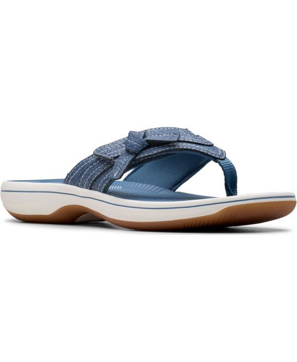 クラークス レディース シューズ サンダル Clarks Womens Cloudsteppers Breeze Dalia Rip Tape Sandals Dark Denim Synthetic デニム