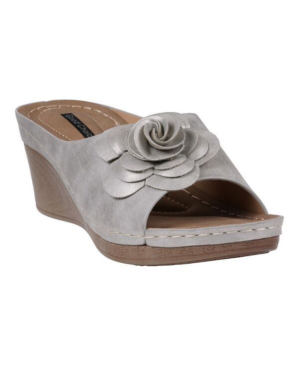 ジーシーシューズ レディース シューズ サンダル フラワー柄 フラワー GC Shoes Womens Tokyo Floral Wedge Sandals Silver シルバー