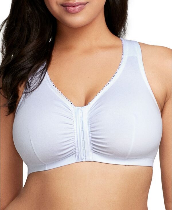 グラマライズ レディース アンダーウェア ブラジャー プラスサイズ コットン Glamorise Womens Full Figure Plusize Complete Comfort Wirefree Cotton TBack Bra 1908 White