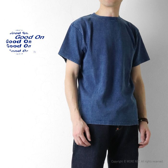 グッドオン Good On インディゴシェイブ 半袖クルーTシャツ GOST-701ISメンズ 日本製 手染め 無地系