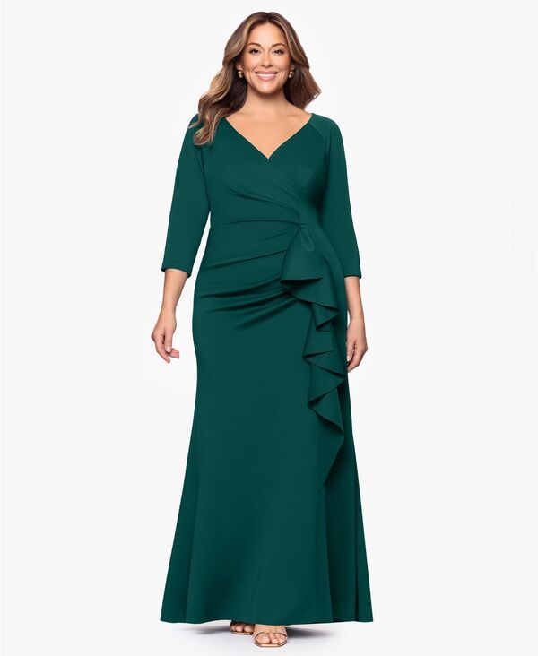 エスケープ レディース トップス ワンピース Vネック プラスサイズ XSCAPE Plusize VNeck 34Sleeve Dress Hunter