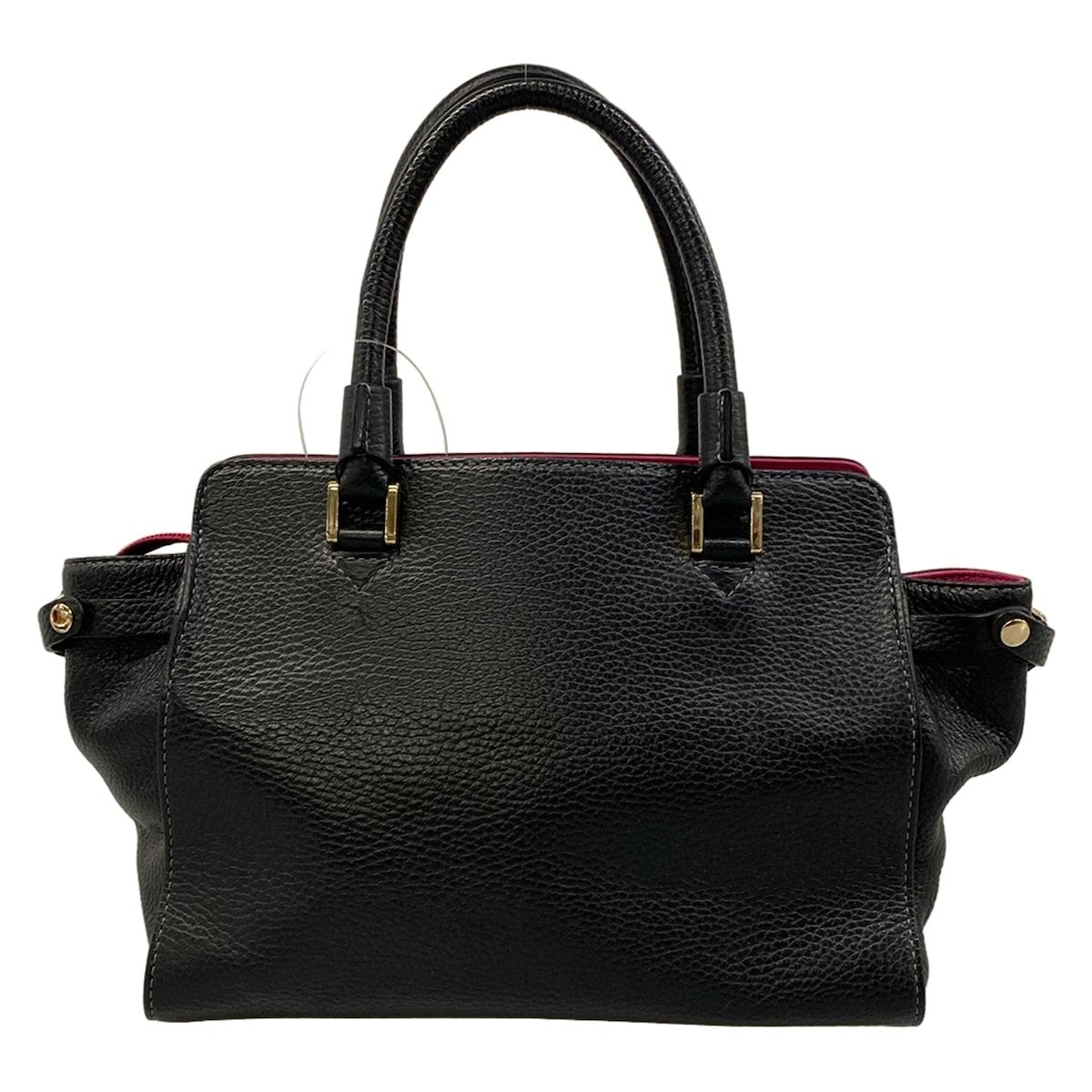 PELLE BORSA(ペレボルサ) ハンドバッグ - 黒×ピンク レザー - メルカリ