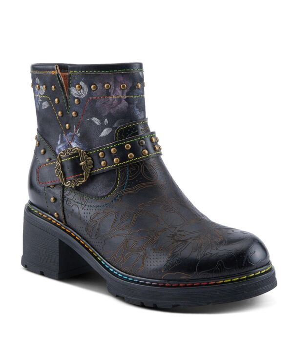 ラリティステ レディース シューズ ブーツ・レインブーツ レザー LArtiste Womens Branchout HandPainted Leather Booties with Etched Botanical Motifstudded Buckle S