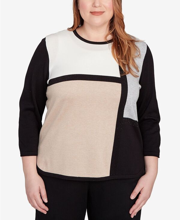 アルフレッド ダナー レディース アウター ニット・セーター プラスサイズ カラーブロック Alfredunner Plusize Classicolorblock Long Sleeve Sweater Black ブラック