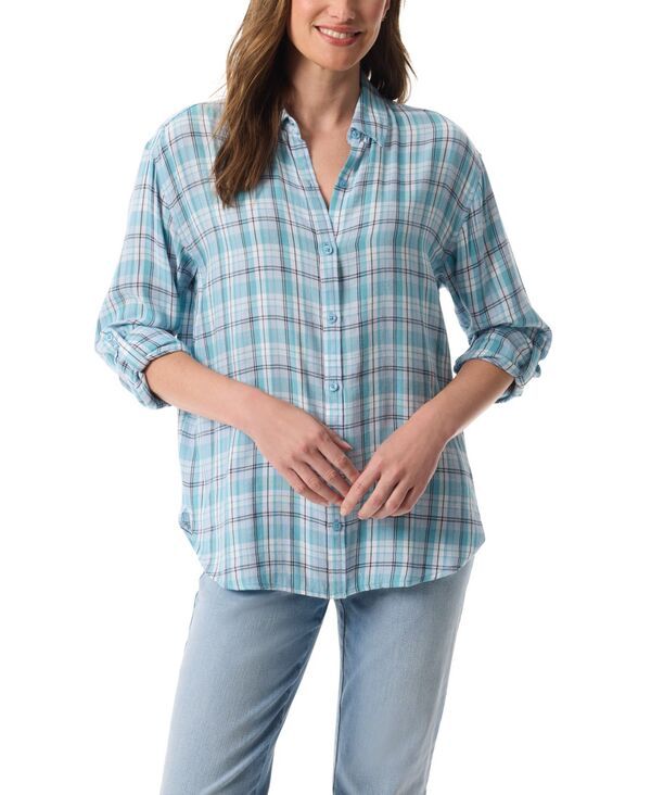 グロリアバンデービルト レディース トップス シャツ Gloria Vanderbilt Womens Amanda ButtonFront Shirt Cerulean