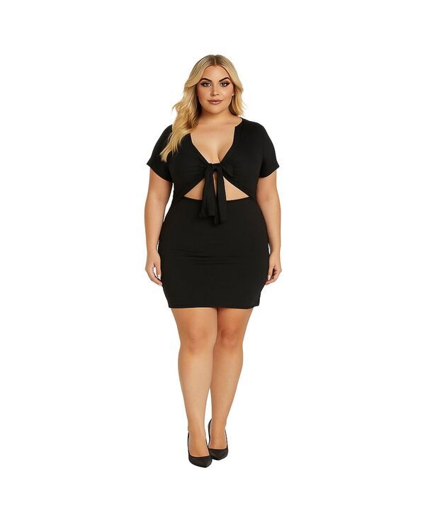 ポエティック ジャスティス レディース トップス ワンピース カットアウト プラスサイズ ミニ Poetic Justice Plusize Cutoutie Front Short Sleeve Mini Dress Black ブラック