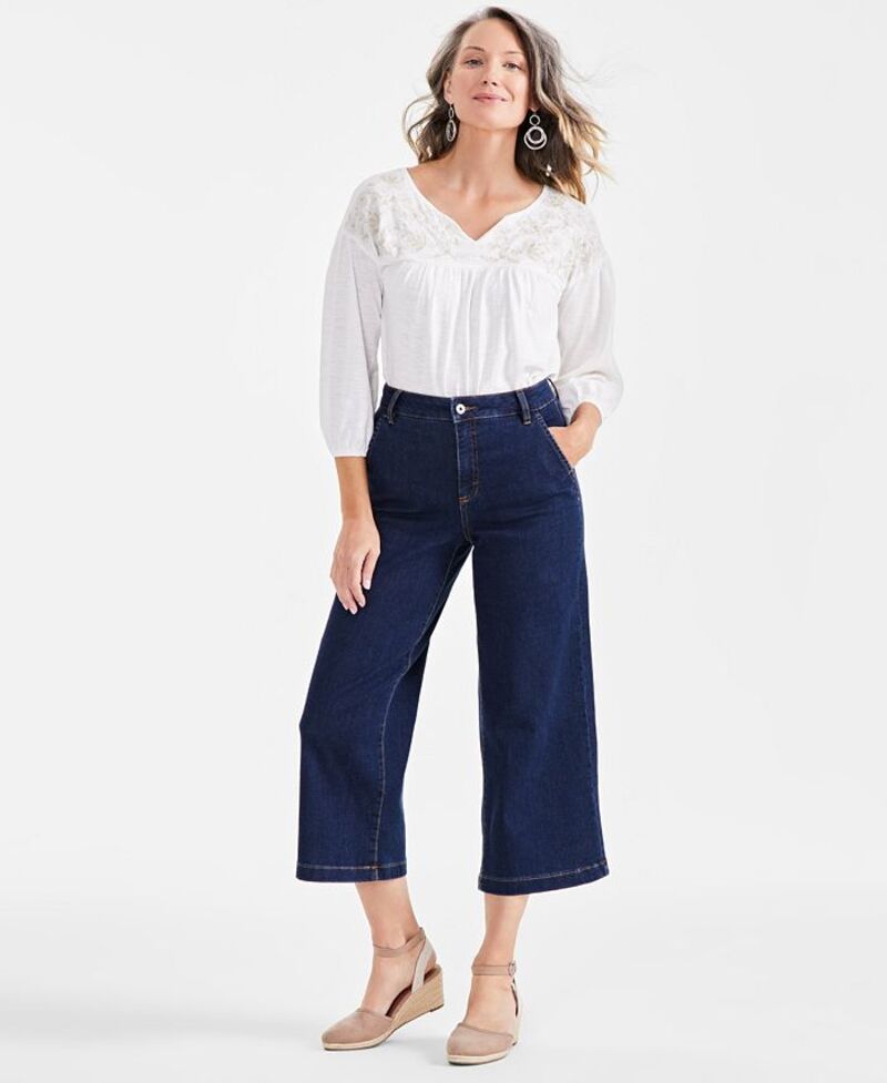 スタイルアンドコー レディース ボトムス デニムパンツ プチ クロップド ジーンズ Style Co Petite HighRise WideLeg Cropped Jeans Fortress