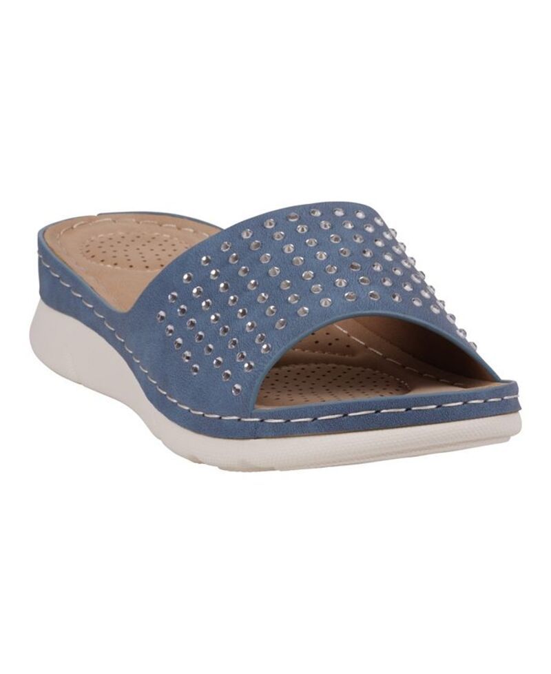 ジーシーシューズ レディース シューズ サンダル GC Shoes Womens Julie Embellished Comfort Flat Sandals Blue ブルー
