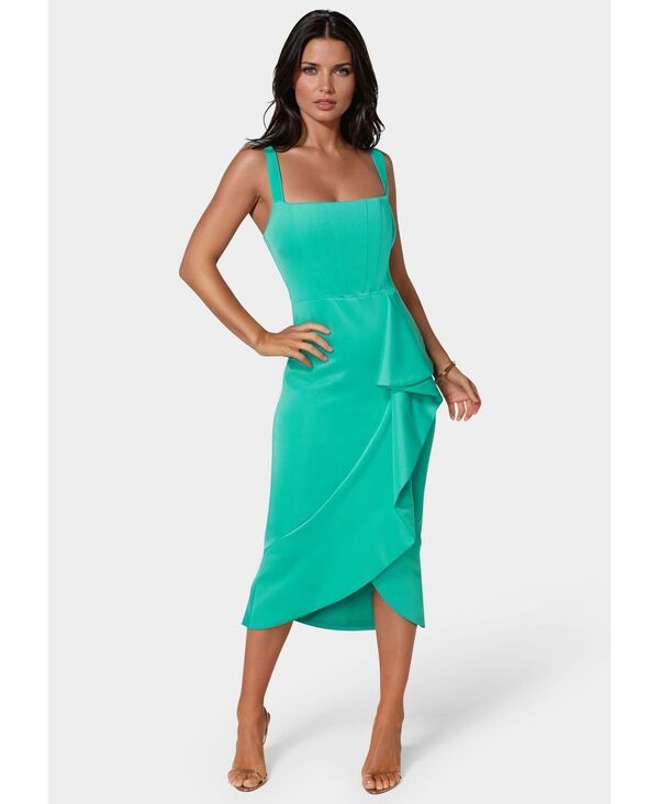 ベベ レディース トップス ワンピース フリル スキューバ Bebe Womenscuba Bustieruffle Wrap Dress Turquoise ターコイズ