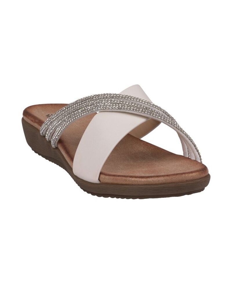 ジーシーシューズ レディース シューズ サンダル アシンメトリー GC Shoes Womens Iris Embellished Asymmetrical Flat Sandals White ホワイト
