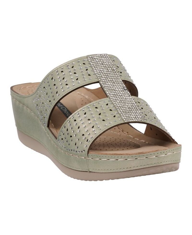 ジーシーシューズ レディース シューズ サンダル GC Shoes Womens Carrie Embellished Wedge Sandals Sage セージ