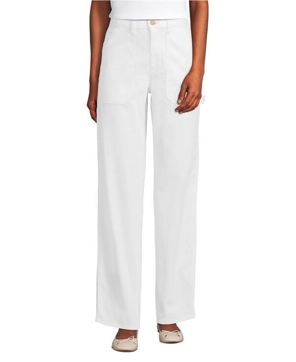 ランズエンド レディース ボトムス カジュアルパンツ Lands End Womens Herringbone Chino High Rise Utility Pants White ホワイト