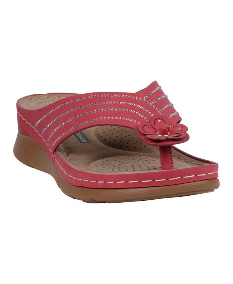ジーシーシューズ レディース シューズ サンダル GC Shoes Womens Amari Flower Thong Flat Sandals Red レッド