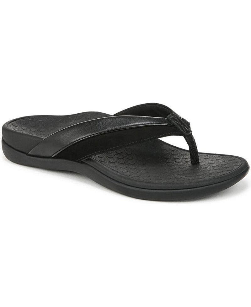 バイオニック レディース シューズ パンプス サンダル Vionic Womens Shore Thong Sandals Black suede ブラック