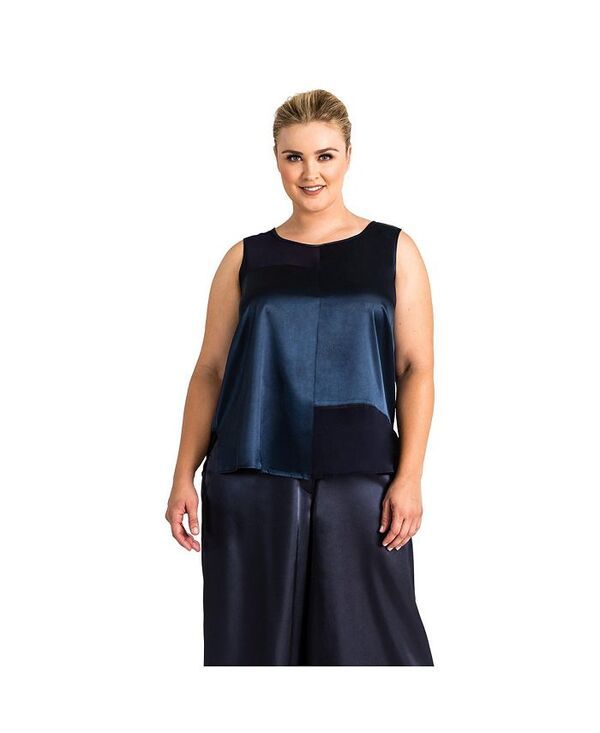 スタンダーズ アンド プラクティス レディース トップス シャツ シフォン プラスサイズ Tシャツ ノースリーブ Standards Practices Plus Size Womens Sateen and Chiffon Sleeveless Shirt