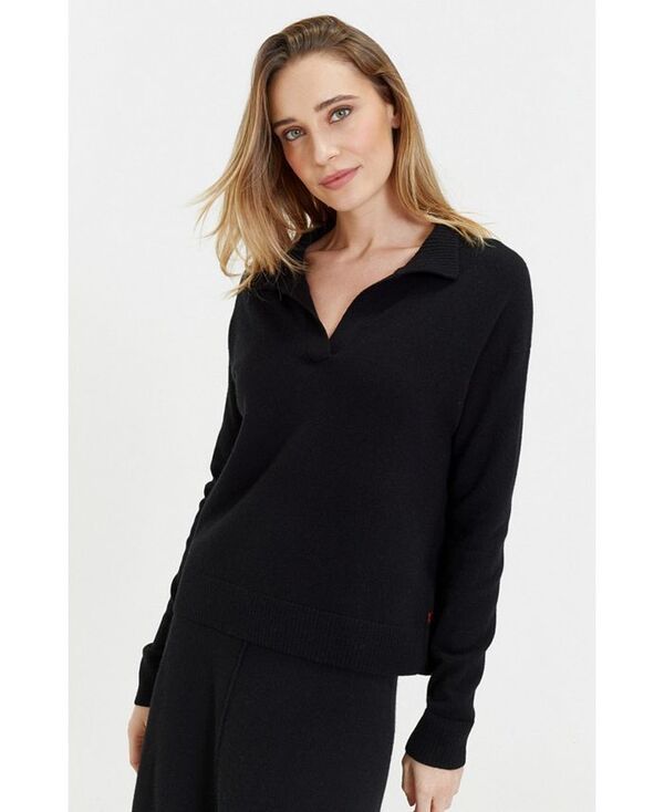 シンティアンドパーカー レディース アウター ニット・セーター Vネック ウール セーター Chinti and Parker Chinti Parker Wool Cashmere Blend V Neck Collared Sweater Black ブラ