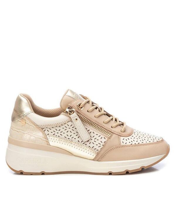 キシタイ レディース シューズ スニーカー レザー Carmela Collection Womens Leather Casual Sneakers By Xti Beige ベージュ