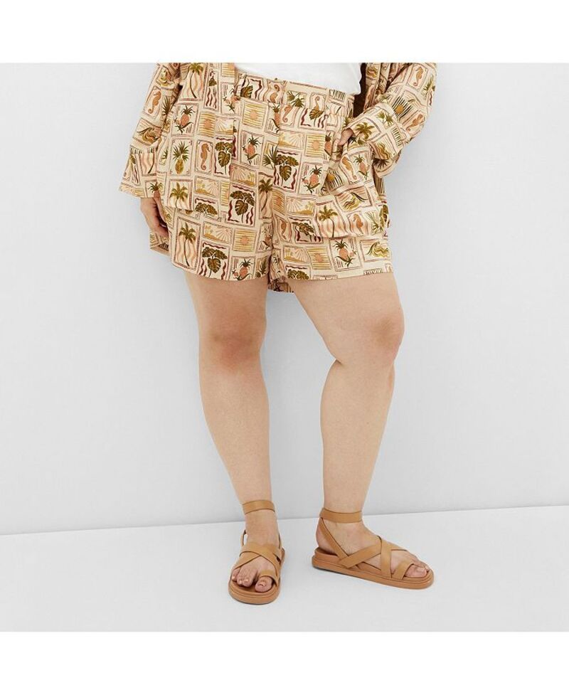 シティーシック レディース ボトムス ハーフパンツ・ショーツ プラスサイズ プリント CITY CHIC Plus Size Bella Print Short Cool tropics