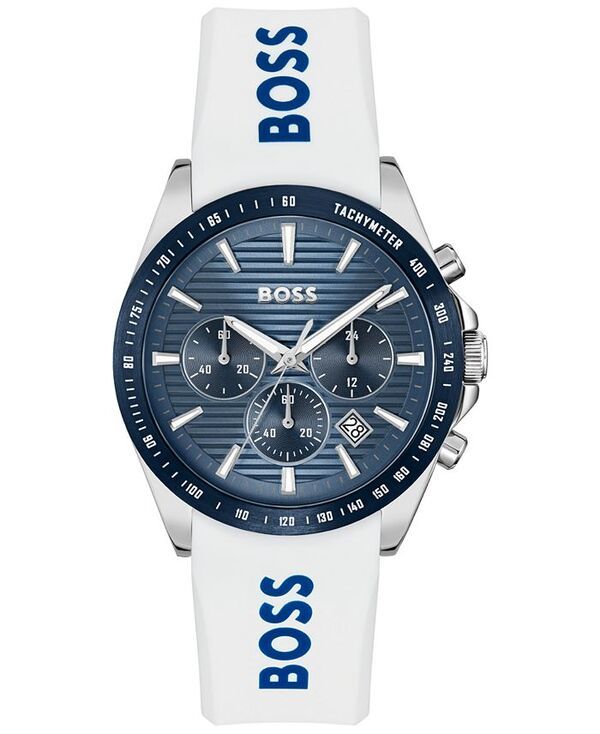 ヒューゴボス メンズ アクセサリー 腕時計 Hugo Boss Mens Strike Quartz Chronograph White Silicone Watch 41mm White ホワイト