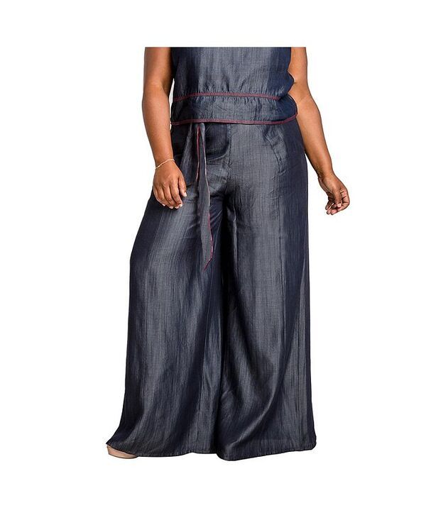 ポエティック ジャスティス レディース ボトムス カジュアルパンツ プラスサイズ デニム Poetic Justice Womens Plus Size CurvyFit Tencel Denim Palazzo Pant Indigo インディゴ