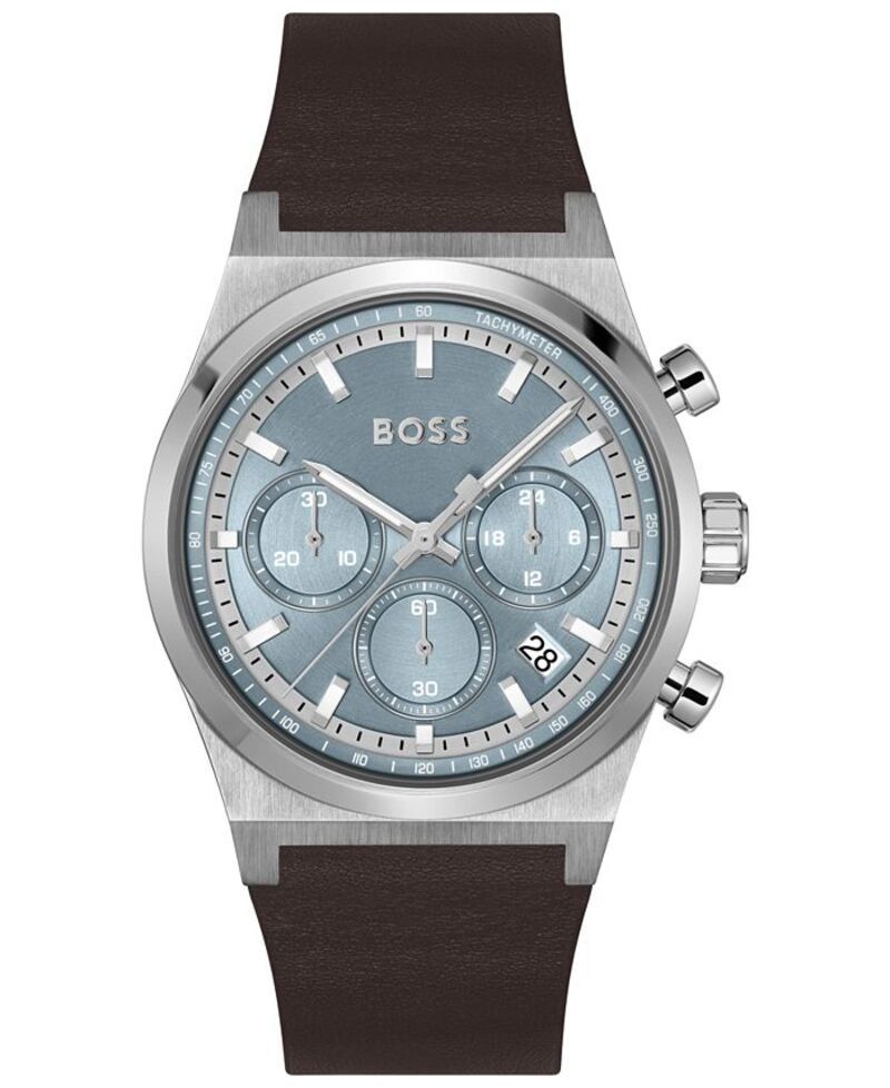 ヒューゴボス メンズ アクセサリー 腕時計 レザー Hugo Boss Mens Candor Quartz Chronograph Brown Leather Watch 41mm Brown ブラウン