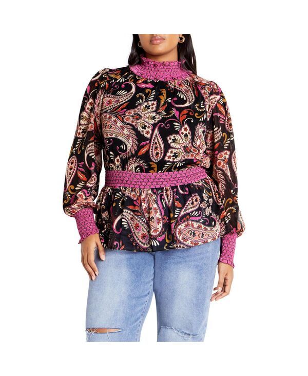 シティーシック レディース トップス シャツ プラスサイズ CITY CHIC Plusize Annalise Topeaceful paisley