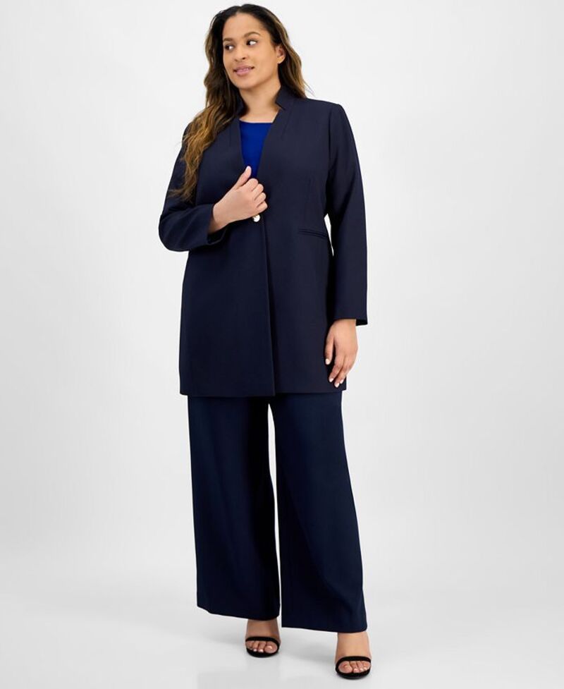 タハリエーエスエル レディース アウター ジャケット・ブルゾン プラスサイズ ジャケット Tahari ASL Plus Size Twill Topper Jacket Navy ネイビー