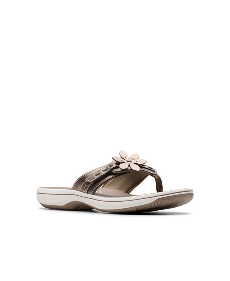 クラークス レディース シューズ サンダル Clarks Cloudsteppers Womens Breeze Opal H SlipOn Sandals Pewter Synthetic ピューター