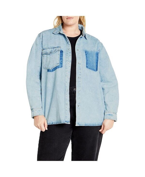シティーシック レディース トップス シャツ プラスサイズ デニム CITY CHIC Plus Size Denim Ivy Shirt Denim light デニム