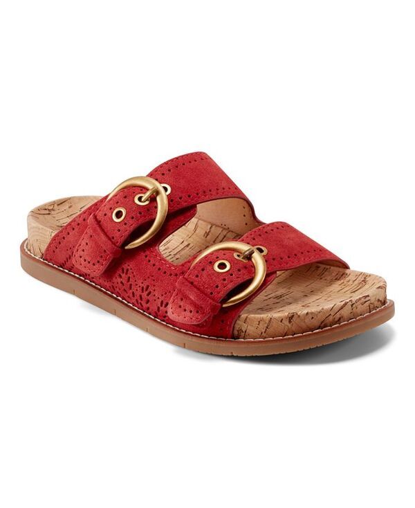 アース レディース シューズ サンダル Earth Womens Francii Double Band Flat SlipOn Sandals Red Suede レッド