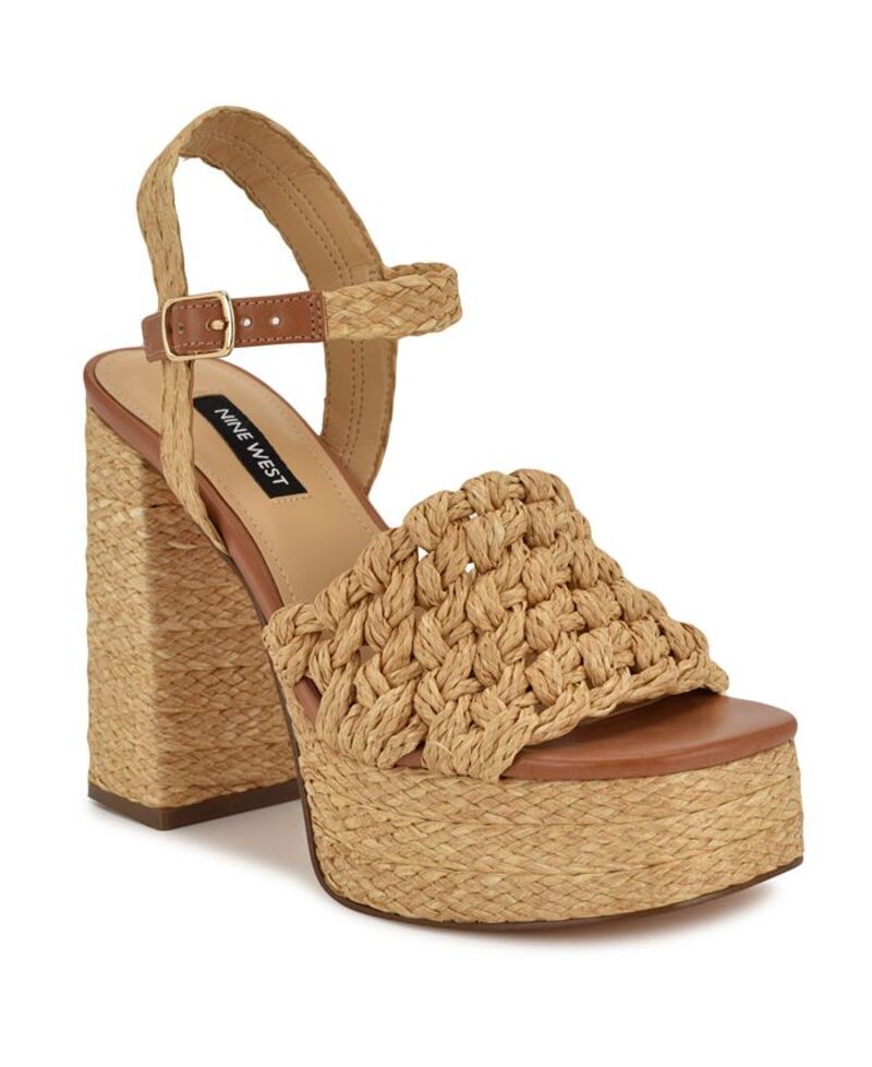 ナインウェスト レディース シューズ サンダル プラットフォーム ヒール Nine West Womens Vadyn Woven Platform Block Heel Sandals Natural