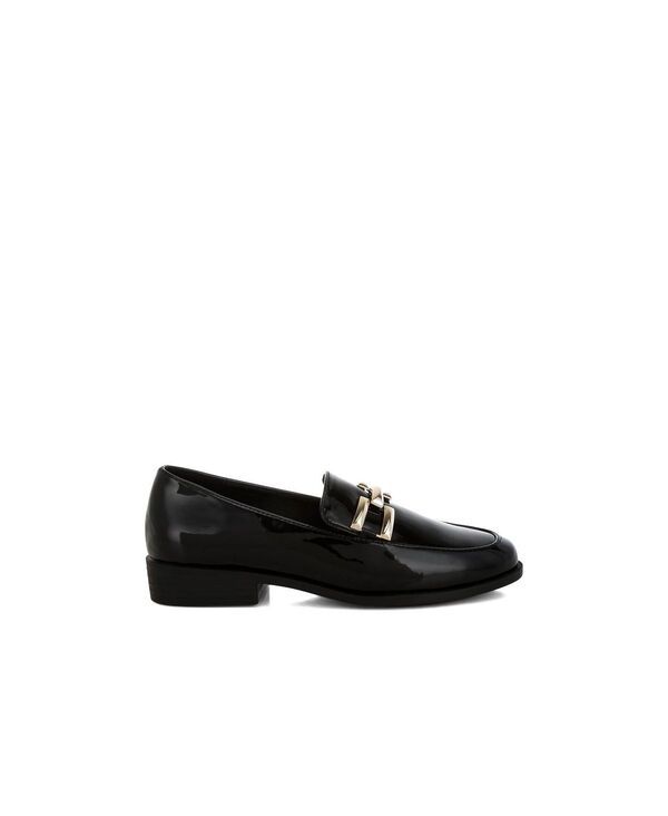 ロンドンラグ レディース シューズ パンプス レザー ローファー フェイクレザー London Rag Revanta Patent Faux Leather Loafers Black ブラック
