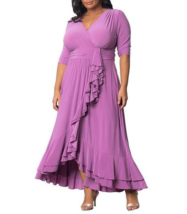 キヨナ レディース トップス ワンピース プラスサイズ フリル Kiyonna Plus Size Veronica Ruffled Evening Gown Lilac ライラック