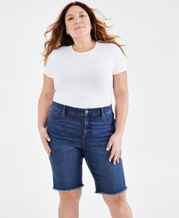 スタイルアンドコー レディース ボトムス ハーフパンツ・ショーツ プラスサイズ ショートパンツ デニム Style Co Plusize Denim RawEdge Bermuda Shorts Blue Lapis ブルー