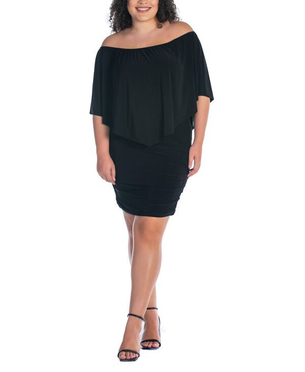 24 セブンコンフォート レディース トップス ワンピース プラスサイズ ミニ 24seven Comfort Apparel Plusize Bodycon Mini Dress Black ブラック
