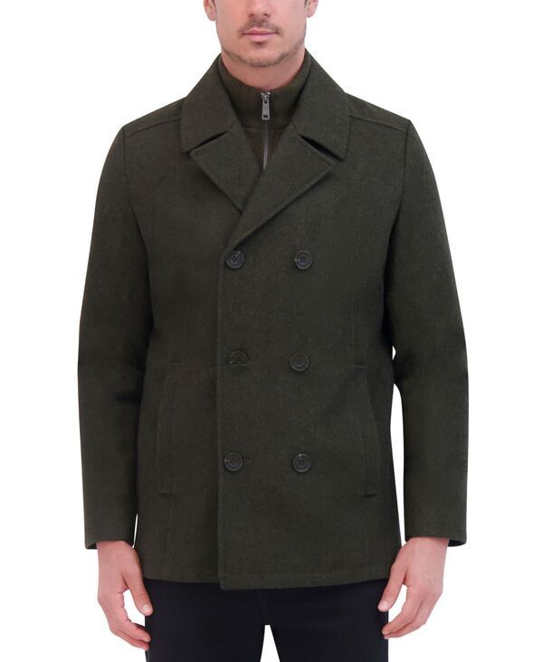 ケネスコール メンズ アウター ジャケット・ブルゾン ウール コート Kenneth Cole Mens Wool Blend Peacoat with Bib Coat Dark Olive オリーブ